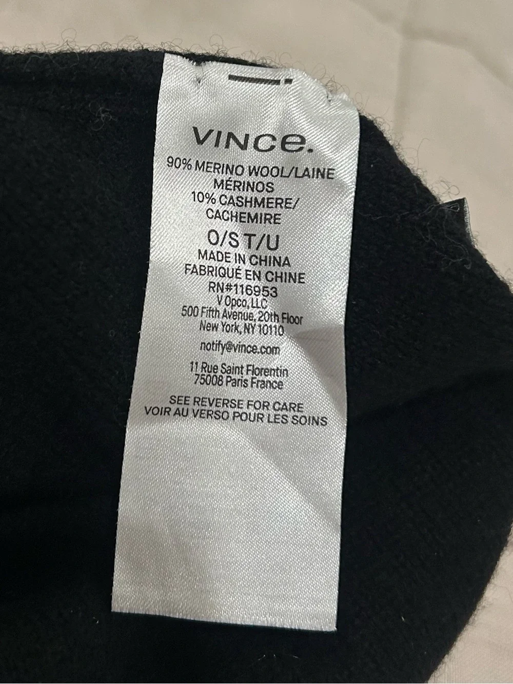 Vince Women's Natural Boucle Cuffed Wool & Cashmere-Blend Hat black/like new